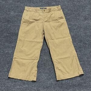 Ralph Lauren Sport Pants Womens 8 Khaki Wide Leg Cropped Chino Cotton Casual